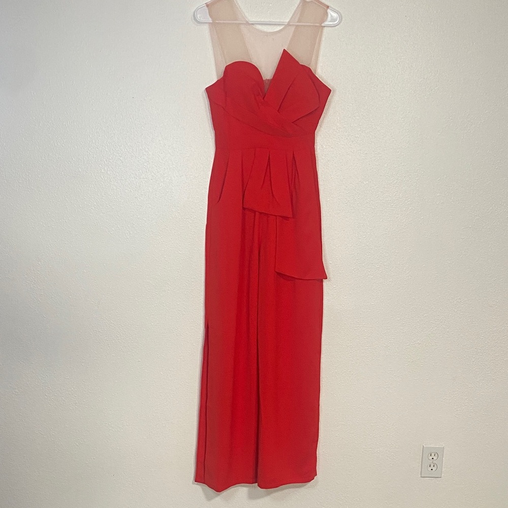 Gossip Red Strapless Jumpsuit